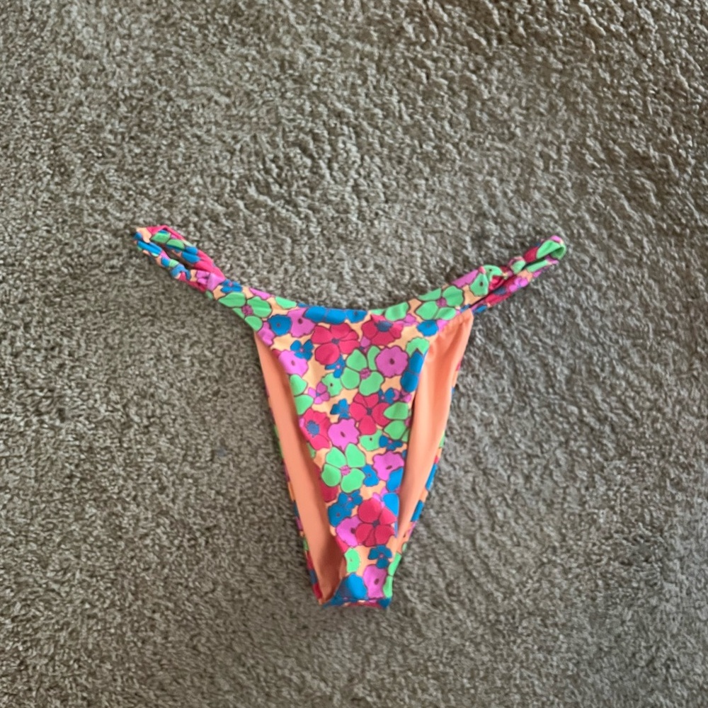 Frankie's Bikinis Pink and Green Vibrant Bikini Set